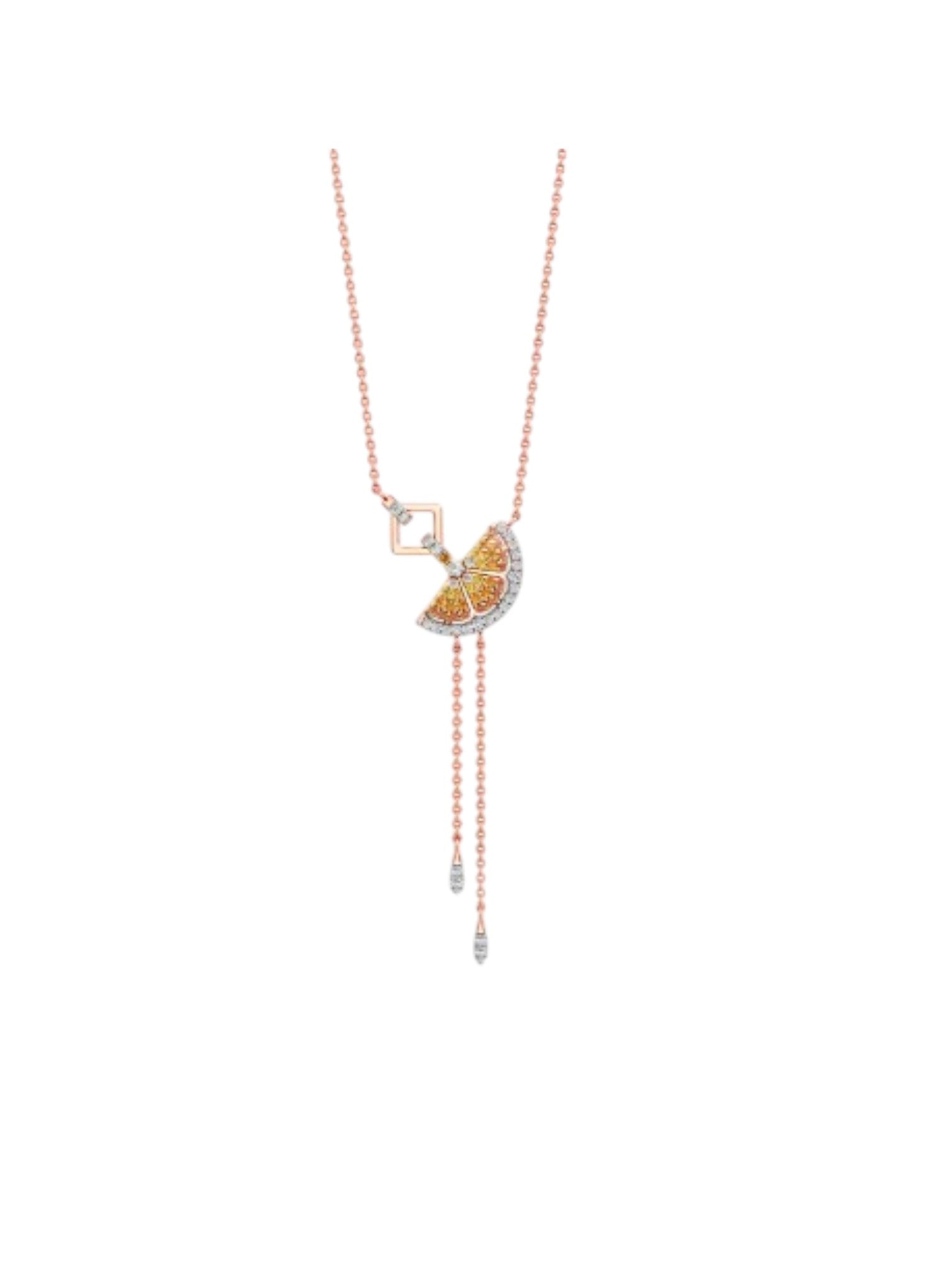 Stylish Half Cut Orange Design In 925 Sterling Silver Gold Plated Pendant With Chain For Women By Kesardeep